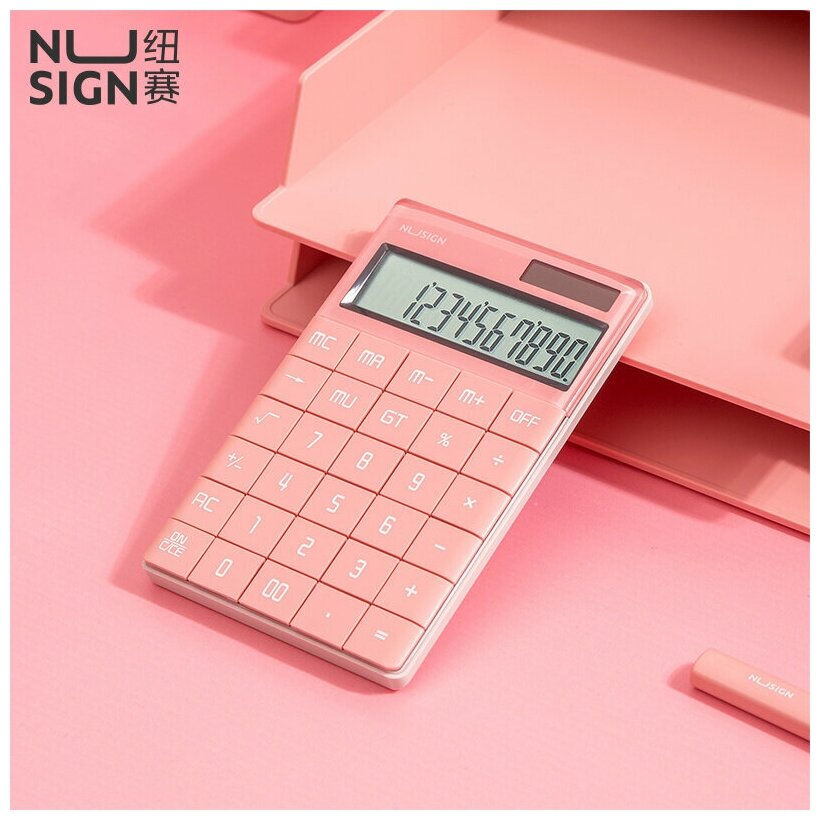 Калькулятор настольный Nusign, розовый DELI - фото №12