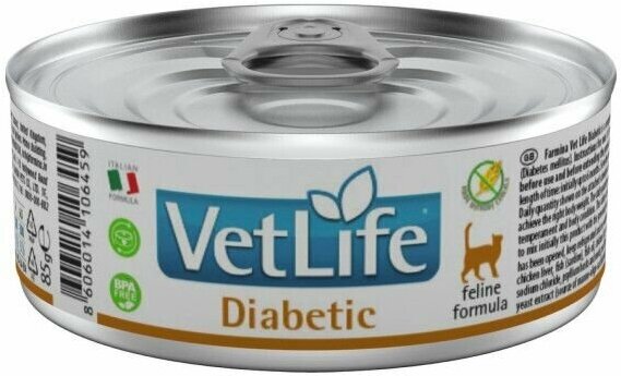 Корм влажный Farmina Vet Life Cat Diabetic для взрослых кошек при диабете с курицей 510г ( 85г x 6 шт. )