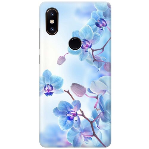 фото Cиликоновый чехол на xiaomi mi mix 2s / сяоми ми микс 2 эс с принтом "голубые орхидеи" gosso