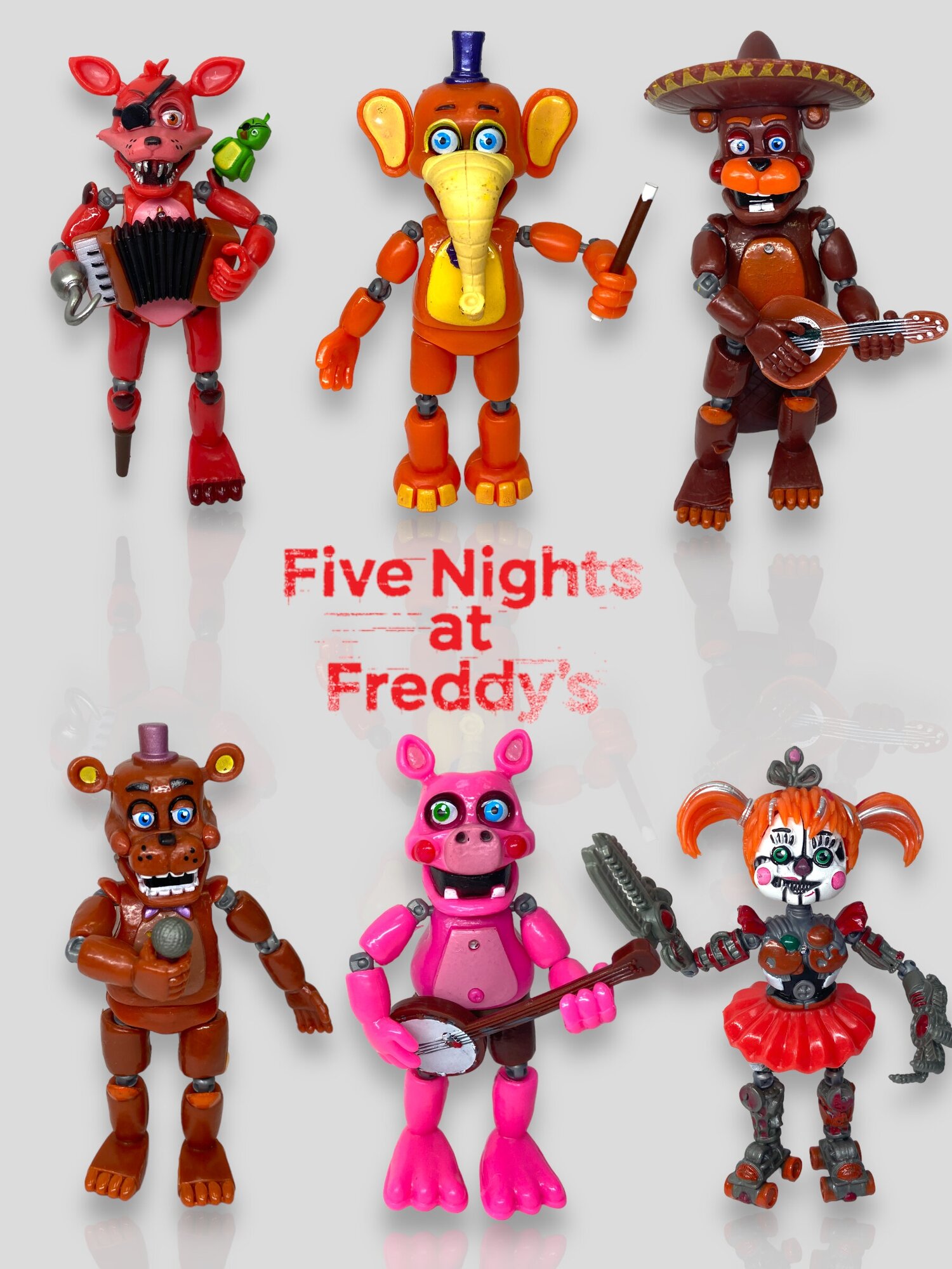 Аниматроники набор 6 фигурок с подсветкой Пять ночей с Фредди