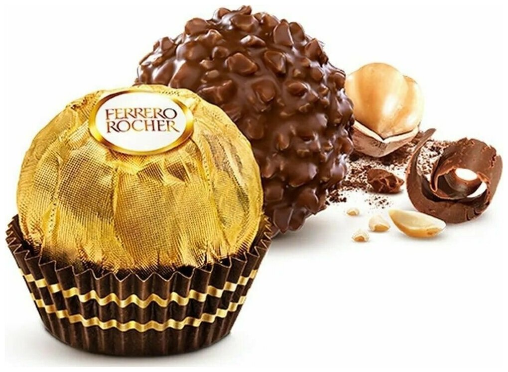 Конфеты хрустящие Ferrero Rocher, из молочного шоколада, с начинкой из крема и лесного ореха, 125 г по 6 шт - фотография № 3