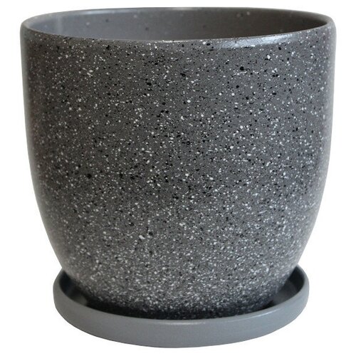 Горшок керамический с поддоном гранит 47л d21см серый 2397₽