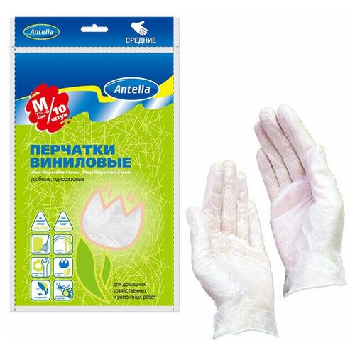 Перчатки ANTELLA Виниловые, 10 шт, размер L и M, в асс-те