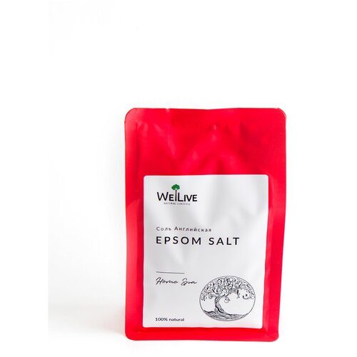 Английская соль, Epsom salt (сульфат магния, Epsom, магниевая соль, соль Эпсома), 500 гр. WeLive