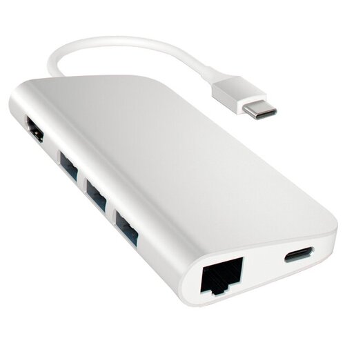 USB-концентратор Satechi Aluminum Multi-Port Adapter 4K with Ethernet, разъемов: 7, 0.2 см, Silver переходник адаптер satechi aluminum type c to hdmi adapter st tc4kha серебристый