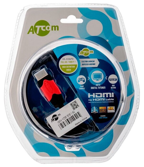 Кабель Atcom HDMI (AT4942) 1 м (Red/Gold), блистер