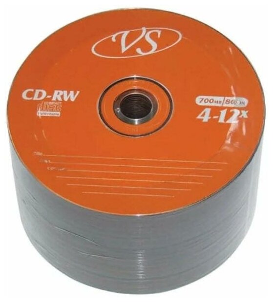 Диск CD-RW VS 700 Mb, 12x, Bulk (50), (50/600)