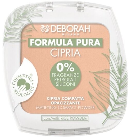 DEBORAH MILANO Пудра для лица матирующая Formula Pura Matifying Compact Powder, 9 г, 03