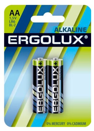 AA Батарейка ERGOLUX Alkaline LR6 BL-2, 2 шт. 2800мAч - фото №1