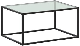 Стол журнальный со стеклом, 94х49х49 см, материалы: алюминий/стекло, Черный муар/бесцветный