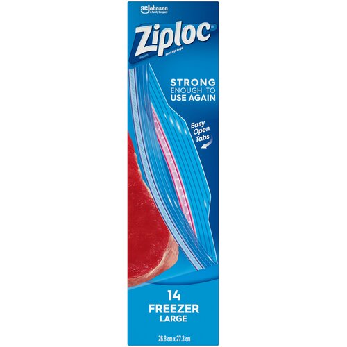 Пакеты Ziploc для хранения и замораживания, 0.27 х 26.8 см, 3.8 л, 14 шт., 3 упак.