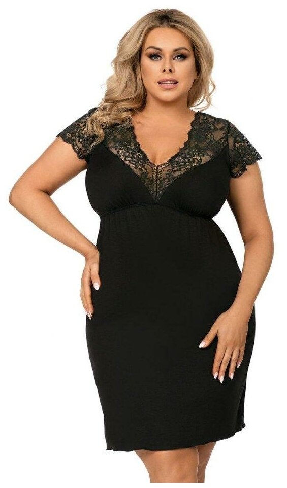Черная женская ночная сорочка большого размера Donna TESS - фотография № 1