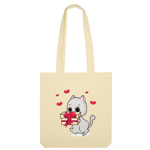 Сумка шоппер Us Basic, бежевый сумка кот с подарком красный