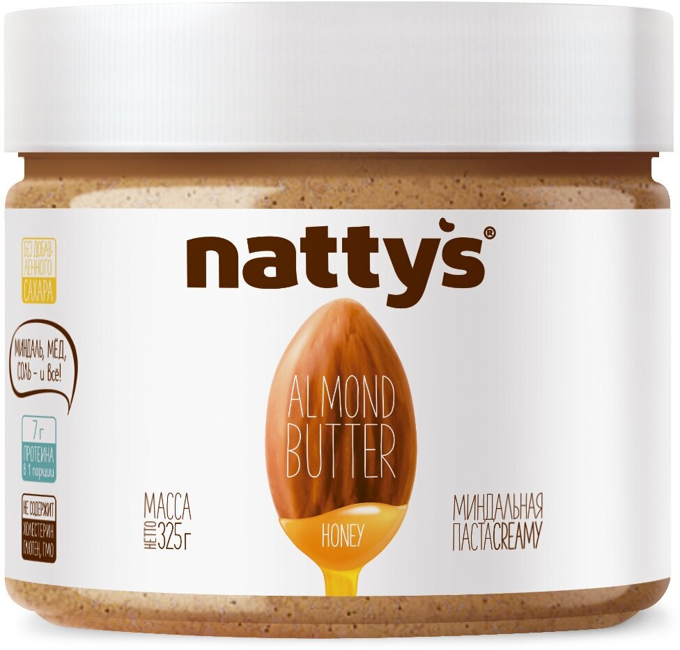 Паста миндальная Nattys® Honey с мёдом 325 гр