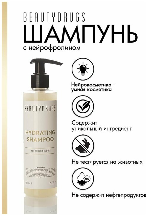 Шампунь для волос BEAUTYDRUGS HYGIENE HYDRATING SHAMPOO Увлажняющий, для ежедневного ухода за волосами, 250 мл