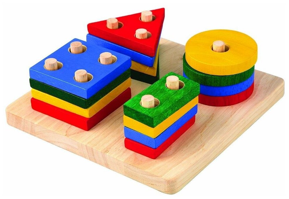 Игрушка из дерева Plan Toys, Сортер Доска с геометрическими фигурами - фото №2