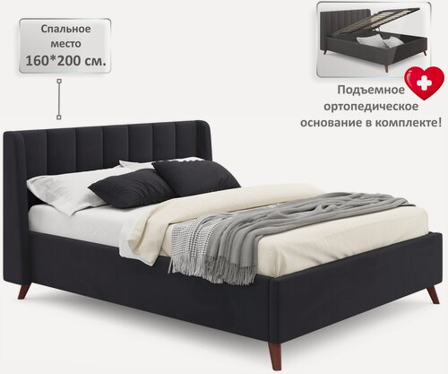 Изображение товара Мягкая кровать Betsi 1600 темная с подъемным механизмом