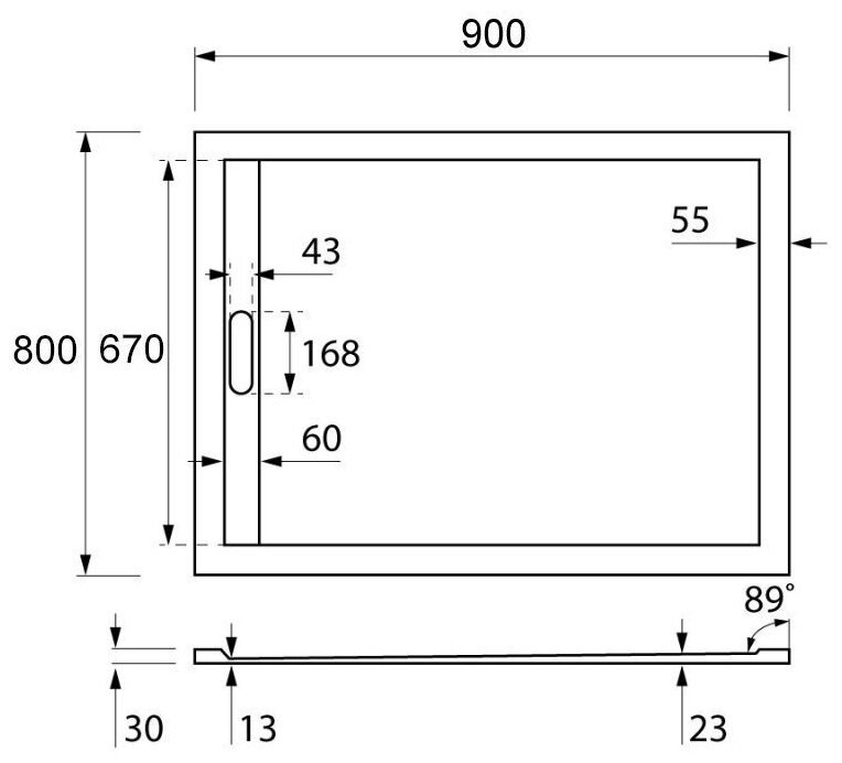 Душевой поддон Cezares TRAY AS-AH 90x80 белый - фотография № 2