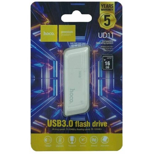 USB-флешка Hoco UD11 Wisdom, 16GB, цвет белый, 1 шт