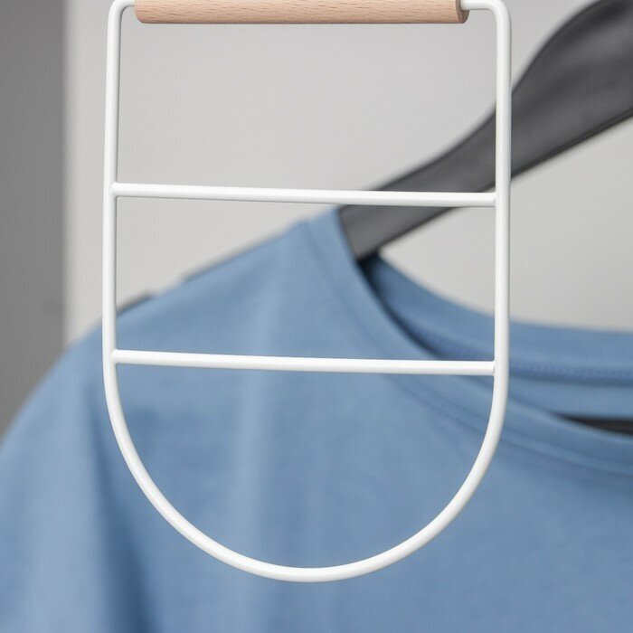 LaDо?m Вешалка для ремней и шарфов «Wood», 11,3×24×1,1 см, цвет белый - фотография № 3
