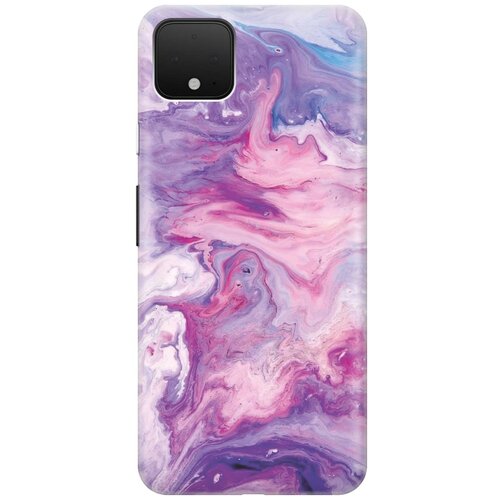 фото Cиликоновый чехол на google pixel 4 / гугл пиксель 4 с принтом "purple marble" gosso