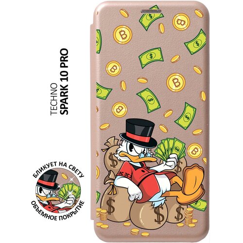 Чехол-книжка Rich Scrooge на Tecno Spark 10 Pro / Техно Спарк 10 Про с 3D эффектом золотой матовый чехол rich scrooge для tecno spark 10 pro техно спарк 10 про с 3d эффектом желтый