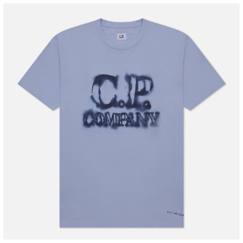фото Мужская футболка c.p. company 24/1 jersey blurry logo фиолетовый, размер s