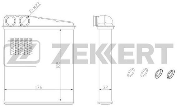 ZEKKERT MK5054 Радиатор печки ZEKKERT MK5054 Audi A3 II 03-, TT II 06-, Seat Altea 04, Skoda Octavia (1Z_) 04-, VW