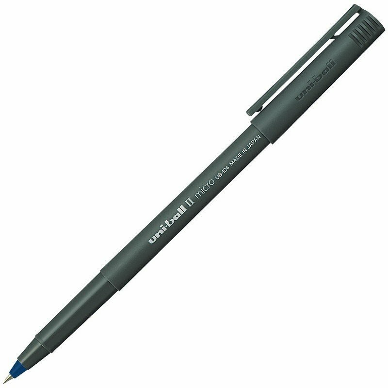 Ручка-роллер Uni-Ball II Micro синяя корпус черный узел 05 мм линия 024 мм UB-104 Blue