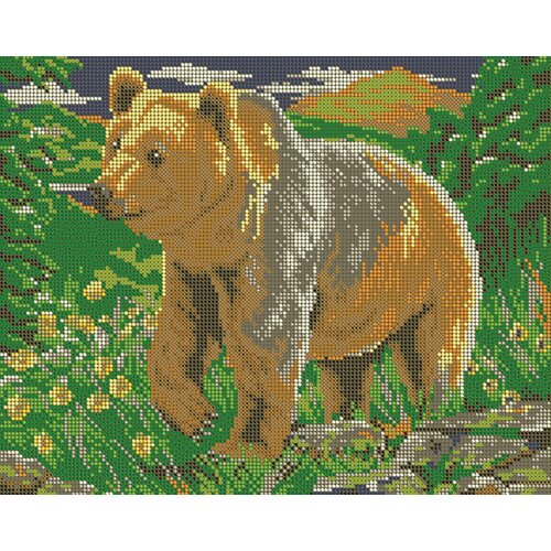 Вышивка бисером картины Медведь в горах 30*24см вышивка бисером на искусственном шелке волки в горах 32 5 х 43см бб509