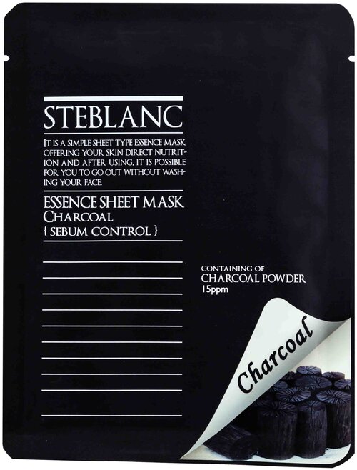 Steblanc Маска абсорбирующая Essence Sheet Mask Charcoal, 20 г, 20 мл