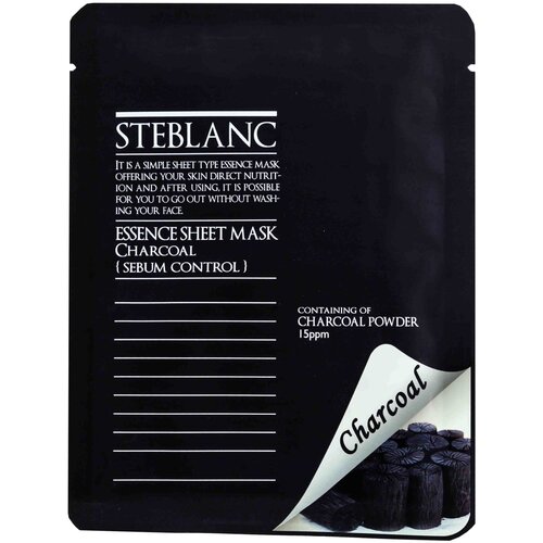 Steblanc Маска абсорбирующая Essence Sheet Mask Charcoal, 20 мл