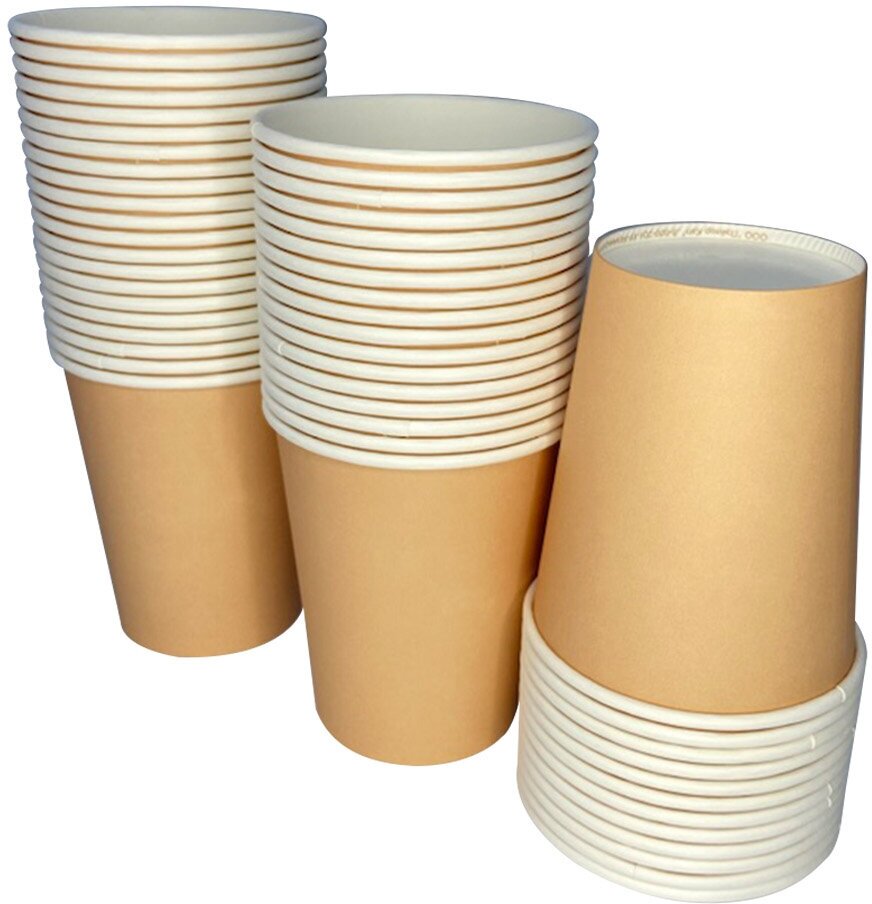Набор одноразовых бумажных стаканов 50 шт. 250 мл. для кофе, чая, холодных и горячих напитков крафт - фотография № 5