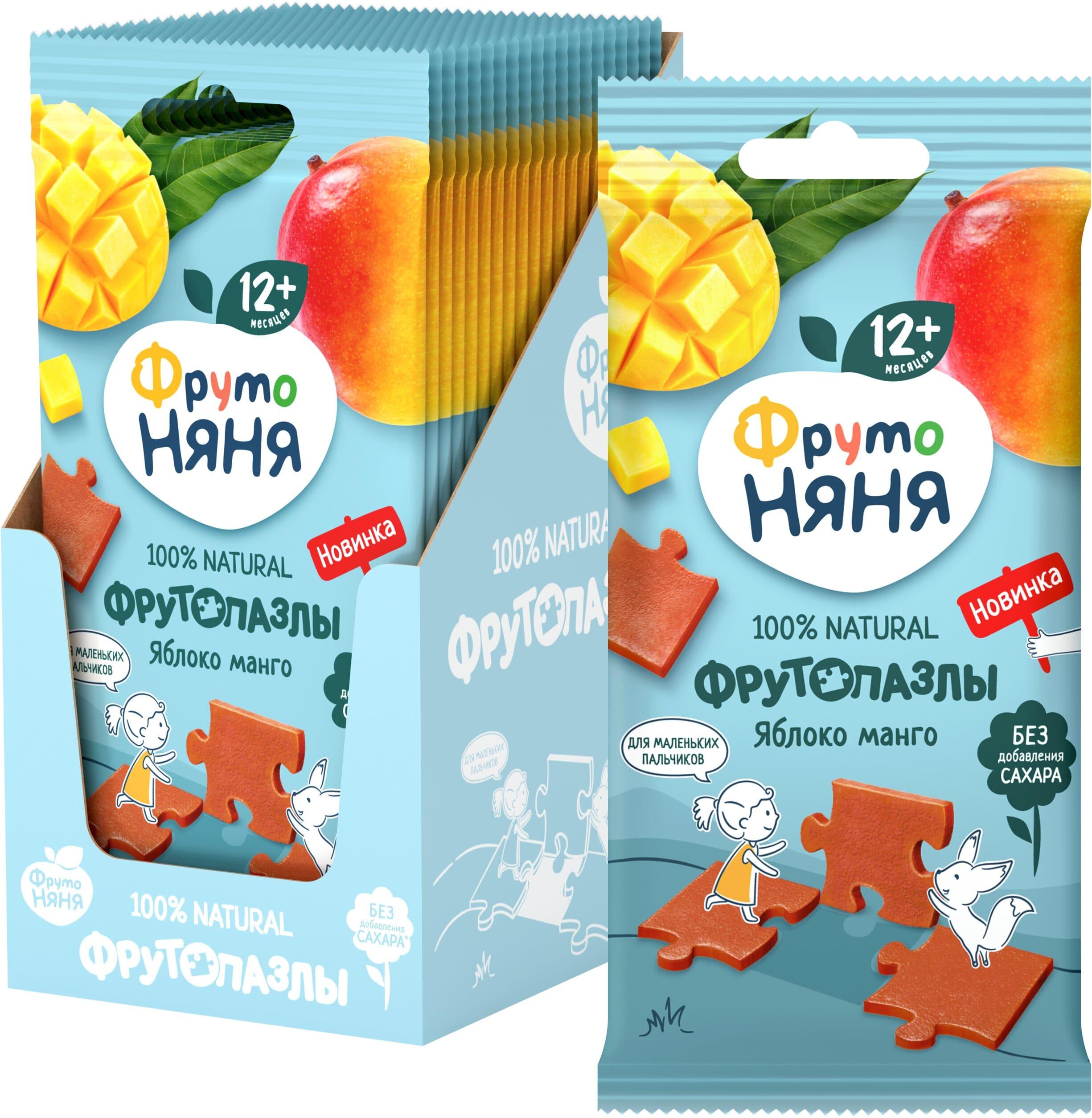 Батончик ФрутоНяня ФрутоПазлы яблоко и манго, 20 г