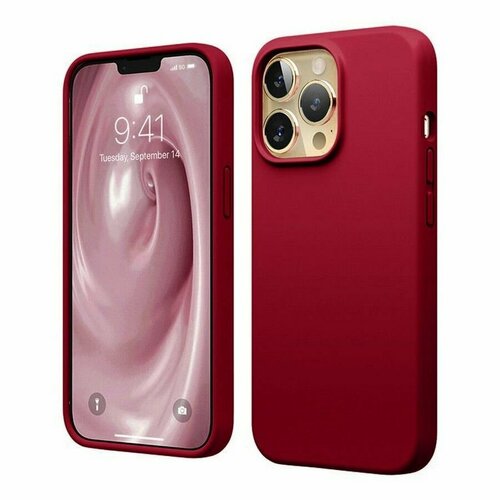 Силиконовая накладка (Silicone Case) для Apple iPhone 15 Pro (6.1) бордовый