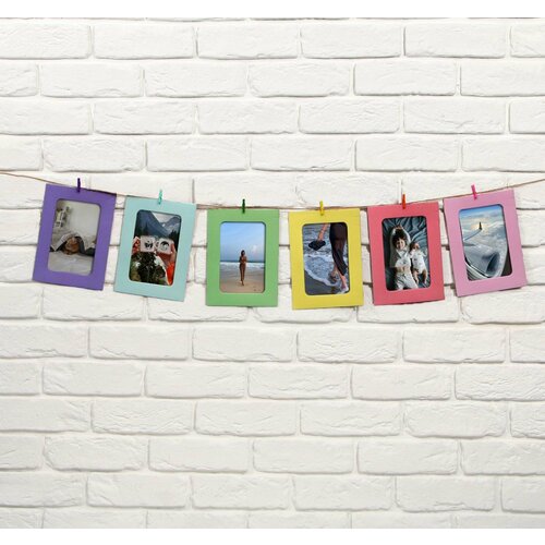 Растяжка для фотографий с прищепками Цветная 6 шт 567₽