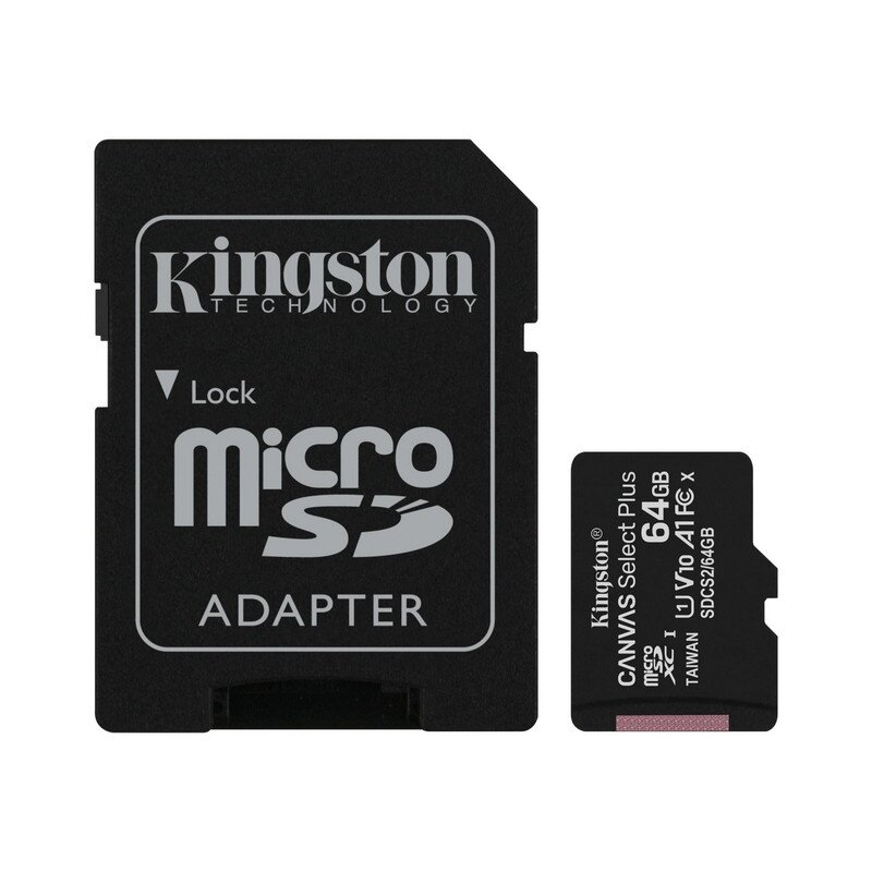 Карта памяти Kingston Canvas Select Plus microSDXC UHS-I, 64 гб, с адаптером (SDCS2/64Gb)