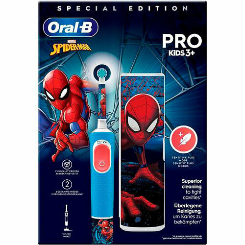 Электрическая зубная щетка Oral-B Vitality Pro Kids, Spider-Man 8006540773390 набор braun oral b family edition pro 1 oral b vitality kids