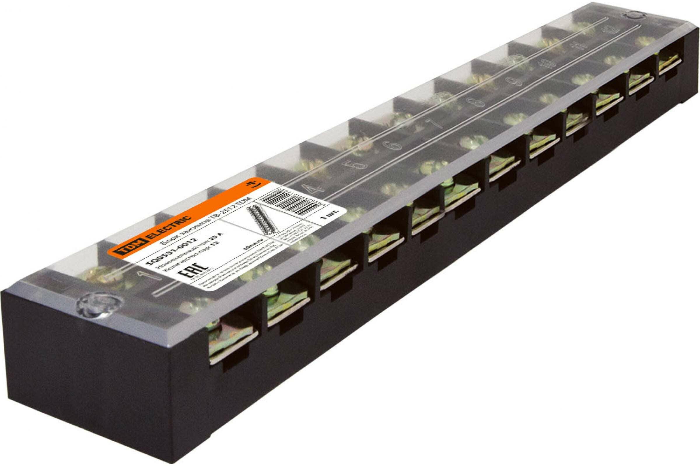 Клеммная колодка блок зажимов 12 пар контактов, 1-2.5 мм кв, 164х30х17 мм, 25А