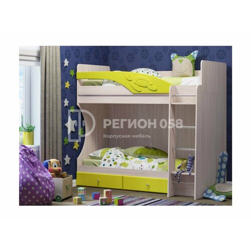 Двухъярусная кровать Бемби МДФ фасад 3D Латте глянец шимо светлый 26337₽