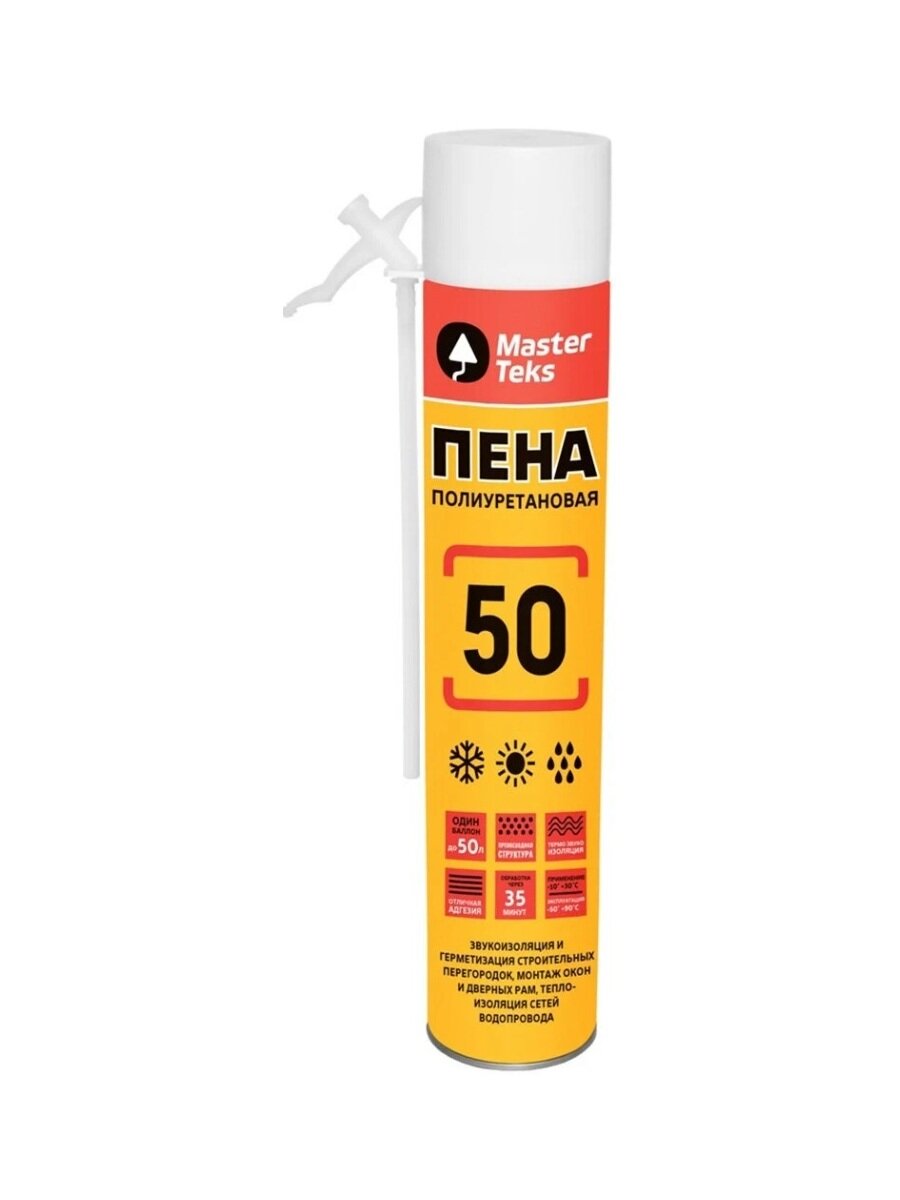 Пена MasterTex 50 All Season монтажная всесезонная бытовая 0675 л