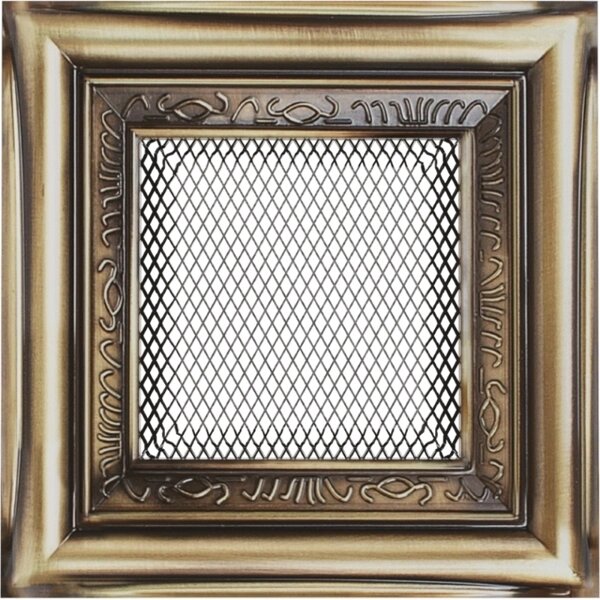 Каминная вентиляционная решетка Kratki золотистая Рустик 11R (11*11)