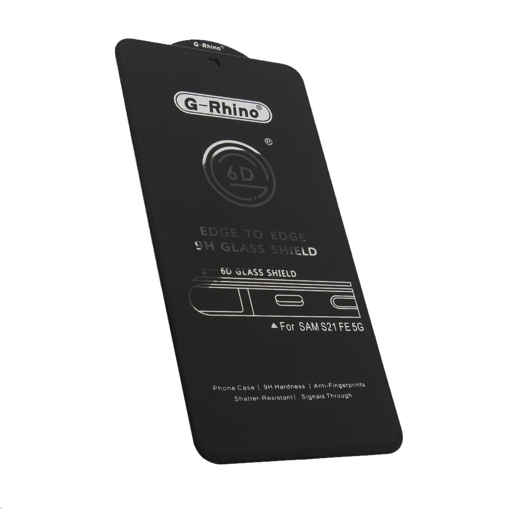 Защитное стекло 6D G-Rhino для Samsung S21 FE, черный