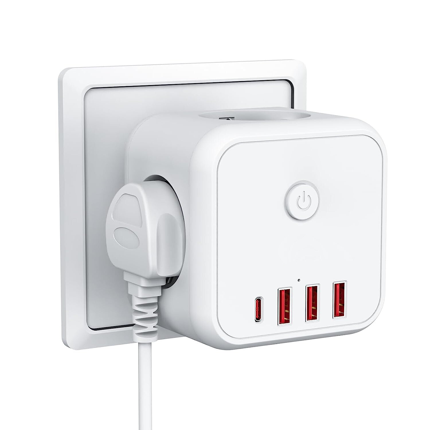 Тройник для розетки, 3 розетки + 3 USB +1Type-C, 4000 Вт, с выключателем.