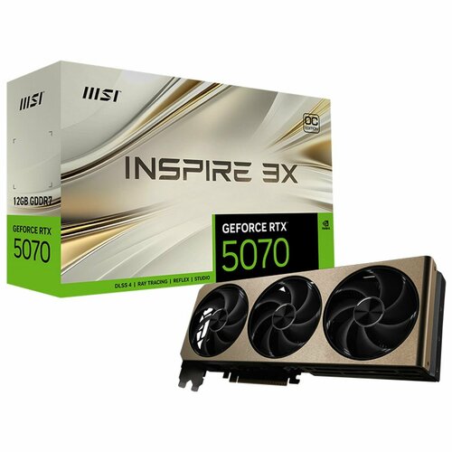 Видеокарта MSI RTX5070 INSPIRE 3X OC 12GB GDDR7 192bit 3xDP HDMI 3FAN RTL 80090₽