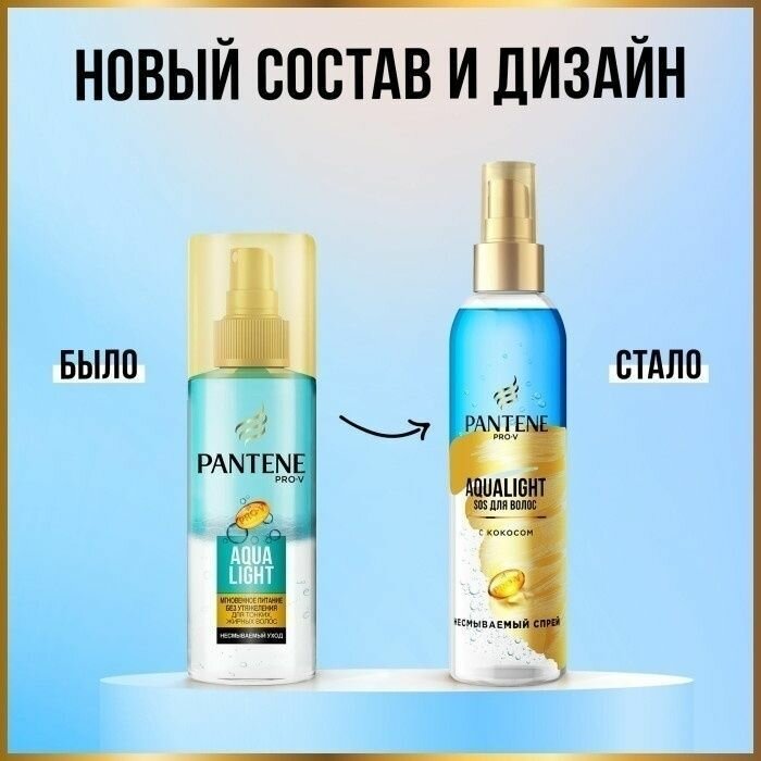 Несмываемый спрей для волос Pantene Aqua Light, 150 мл — фото 1