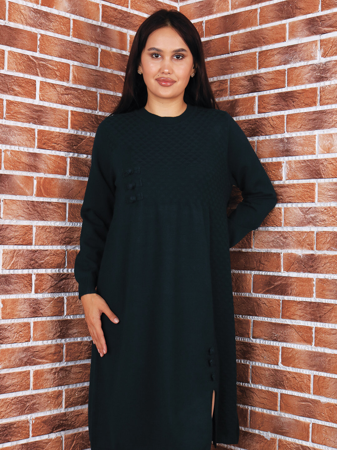 Туника , размер One Size, темно-зеленый — фото 1