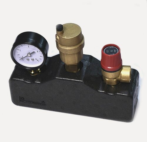 Изображение товара Группа безопасности 1" 6 бар (манометр, воздухоотводчик, сбросной клапан), латунь ГазЧасть 228-0202