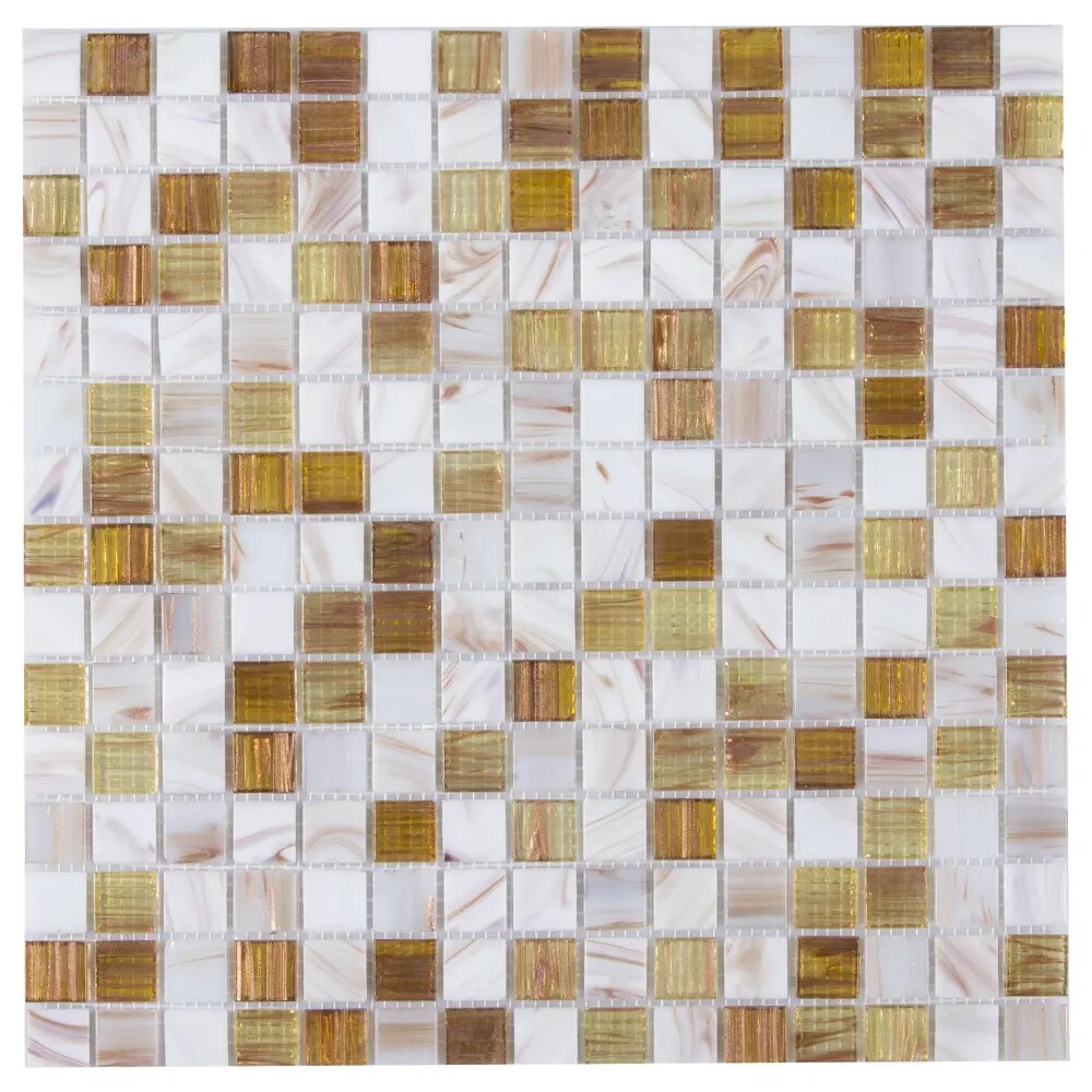 Креафорта мозаика стеклянная 327x327x4мм бежево-белая