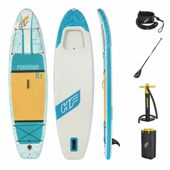 SUP-доска Panorama 340х89х15см, насос, весло, лиш, ремнабор, сумка, до 150кг. Bestway 65363